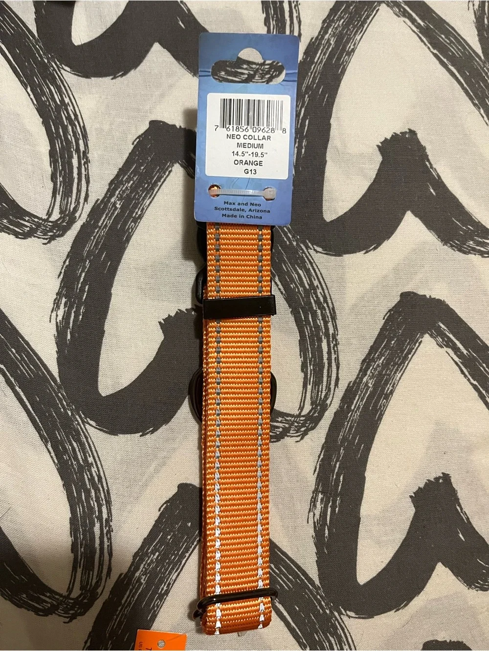 New Medium Orange reflective Dog Collar - Durable & adjustable. 14.5”-19.5”